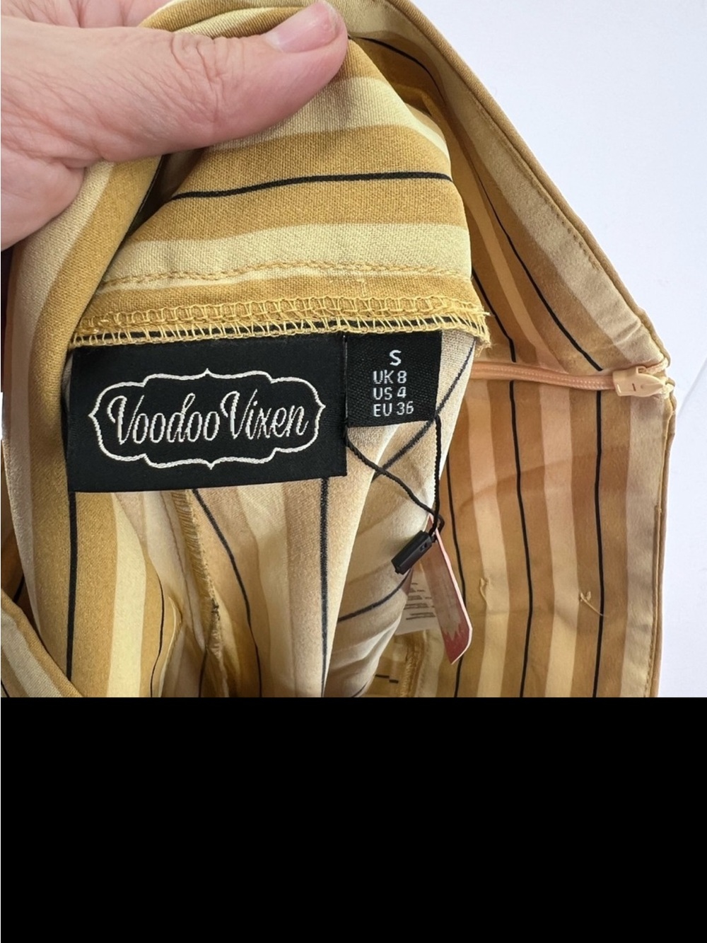 Voodoo Vixen NWT Mustard Stripe Sailor Pants S 4 Retro Wide Leg High Rise - Picture 5 of 9